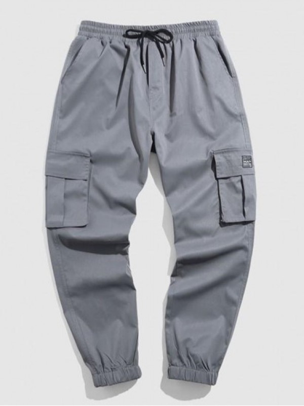 Solid Color Pockets Beam Feet Streetwear Cargo Pants