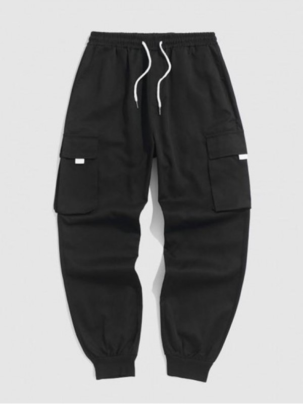 Flap Pocket Drawstring Techwear Cargo Pants