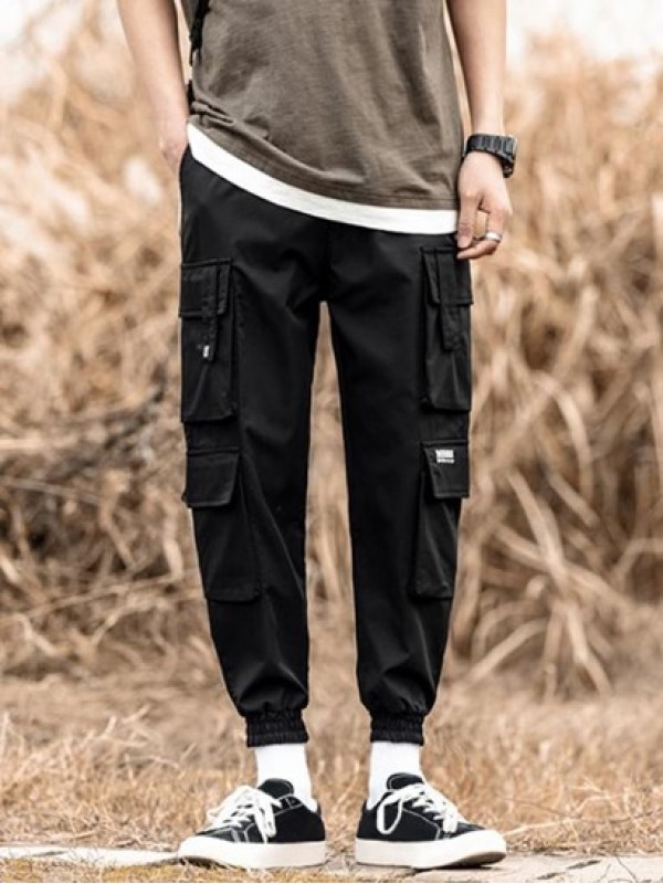 Multi Flap Pockets Drawstring Cargo Jogger Techwear Pants