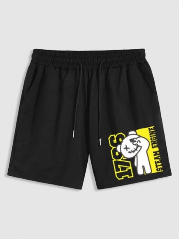 Cartoon Bear Graphic Shorts