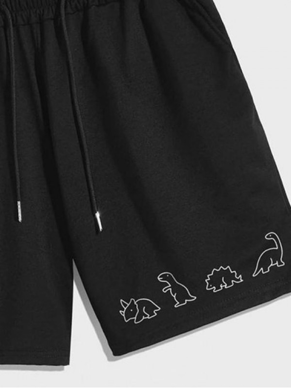 Dinosaur Print Drawstring Shorts