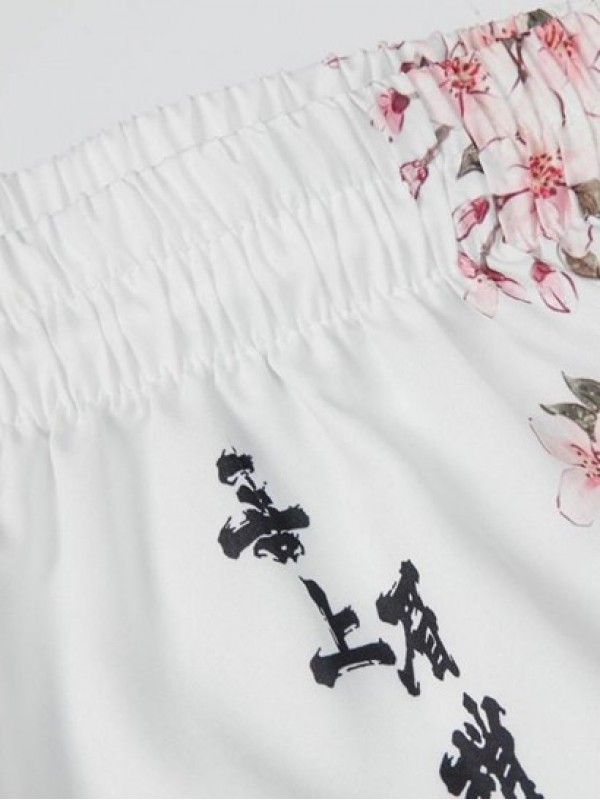 Magpie Floral Print Chinese Style Shorts