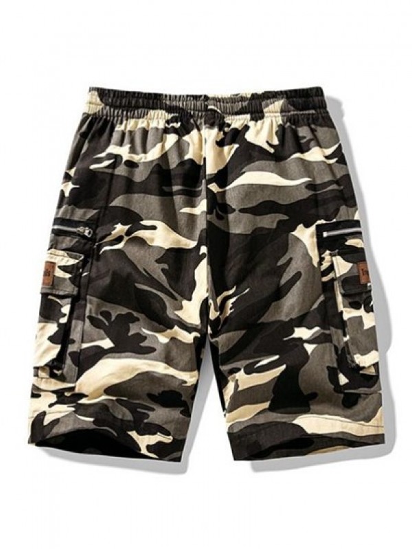 Zipper Multi-pocket Design Drawstring Cargo Shorts