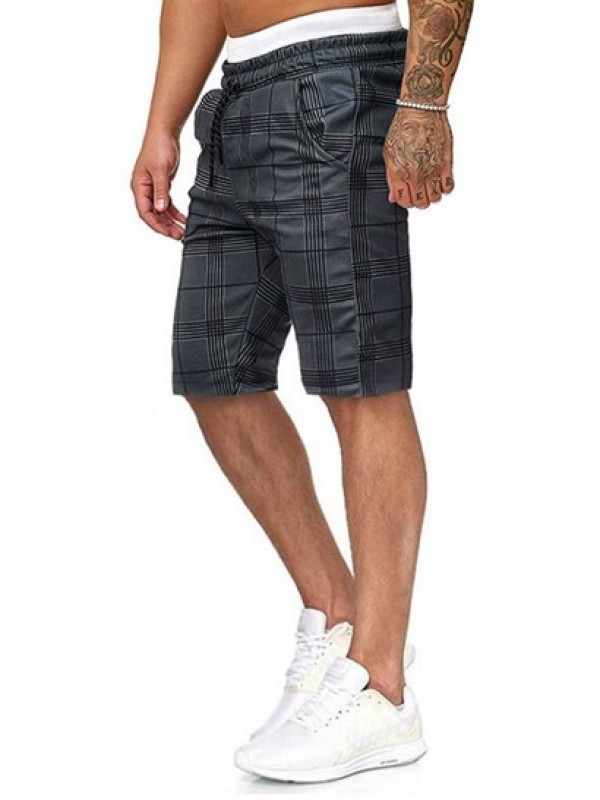 Plaid Pattern Casual Drawstring Shorts