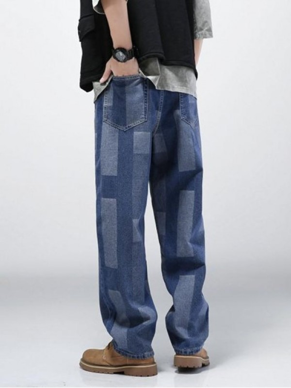 Y2K Aesthetic Geometric Print Straight Leg Jeans