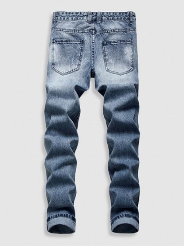 Zip Fly Ripped Jeans