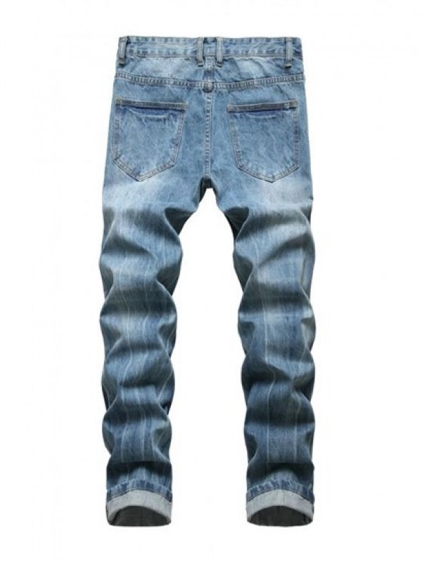 Zip Fly Distressed Jeans