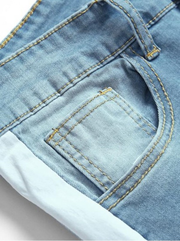 Patchwork Zipper Pockets Casual Jeans