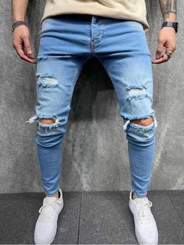 Casual Destroyed Frayed Jeans