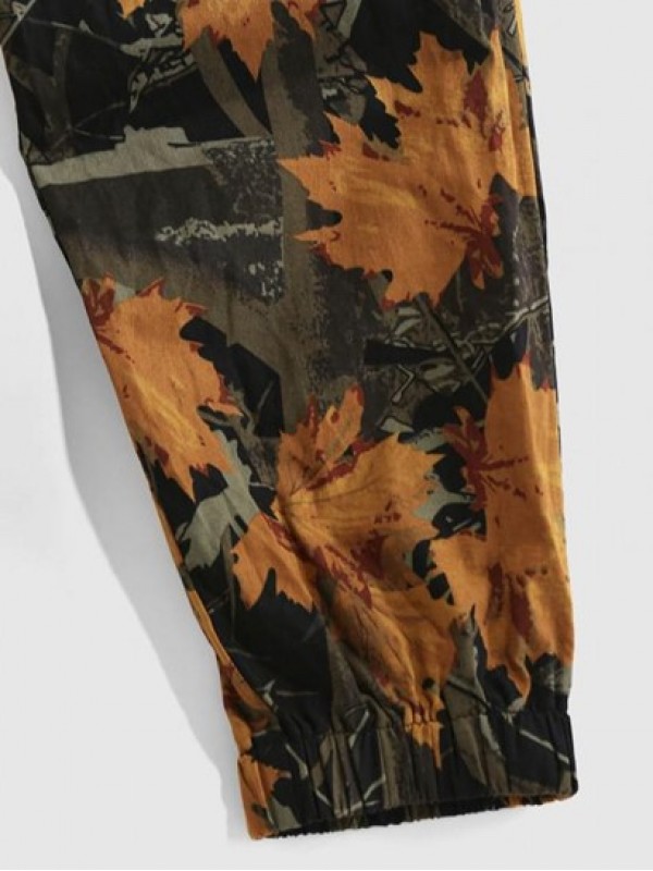 Maple Leaves Print Casual Pants