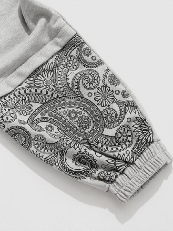 Paisley Flower Print Jogger Sweatpants