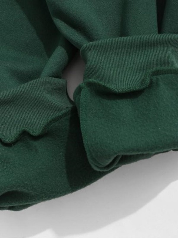 Fleece-lined Solid Color Jogger Sweatpants