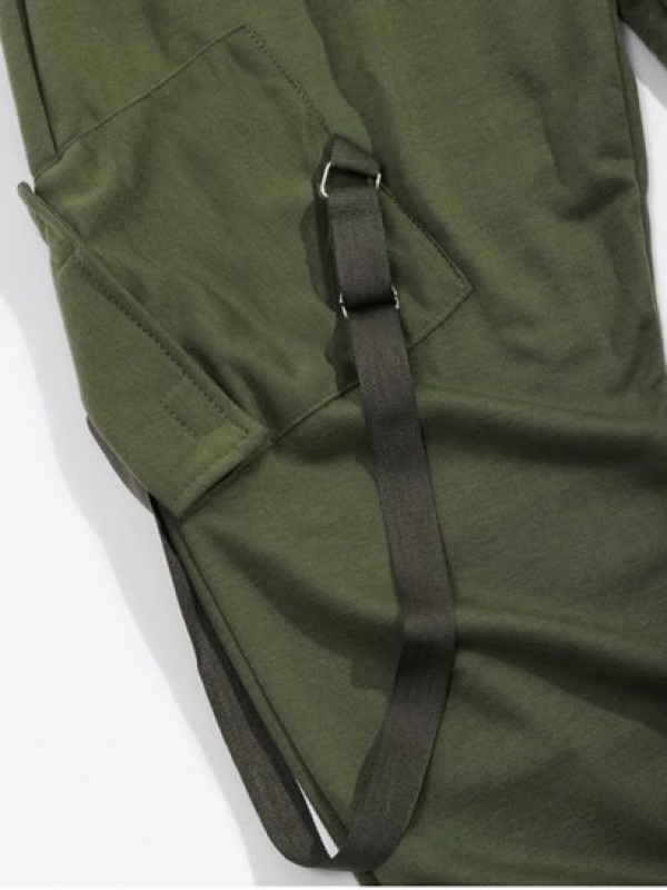 Ribbon Pockets Long Elastic Sport Cargo Techwear Pants