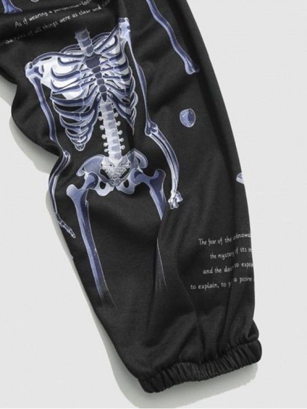 Y2K Aesthetic Skeleton Letter Graphic Print Jogger Sweatpants