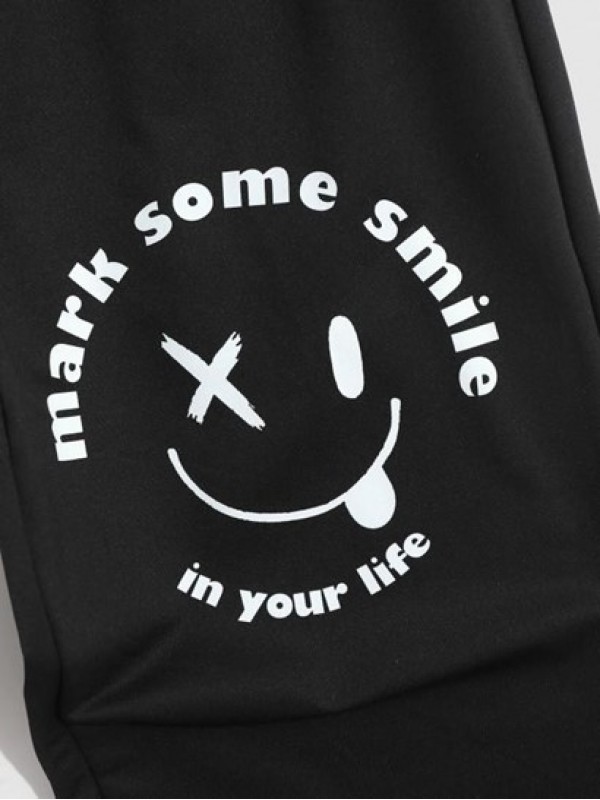 Mark Your Naughty Smile Slogan Jogger Graphic Sweatpants