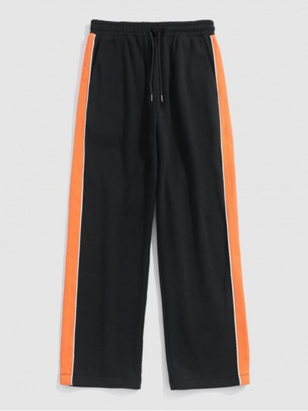 Color Spliced Straight Leg Fleece-lined Pants