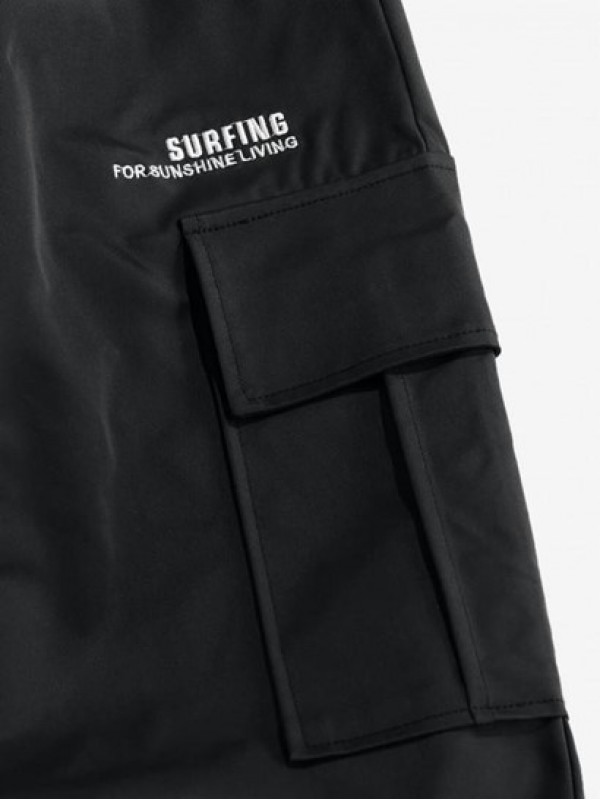 Streetwear Letters Embroidered Drawstring Cargo Techwear Pants