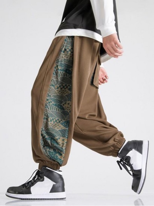 Ethnic Printed Textured Beam Feet Pants