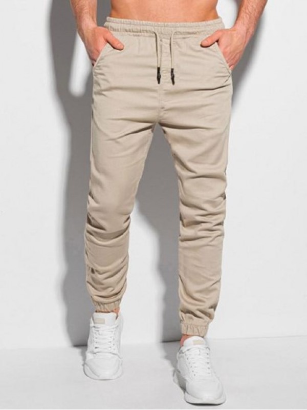 Solid Color Drawstring Multi-pocket Cargo Jogger Pants