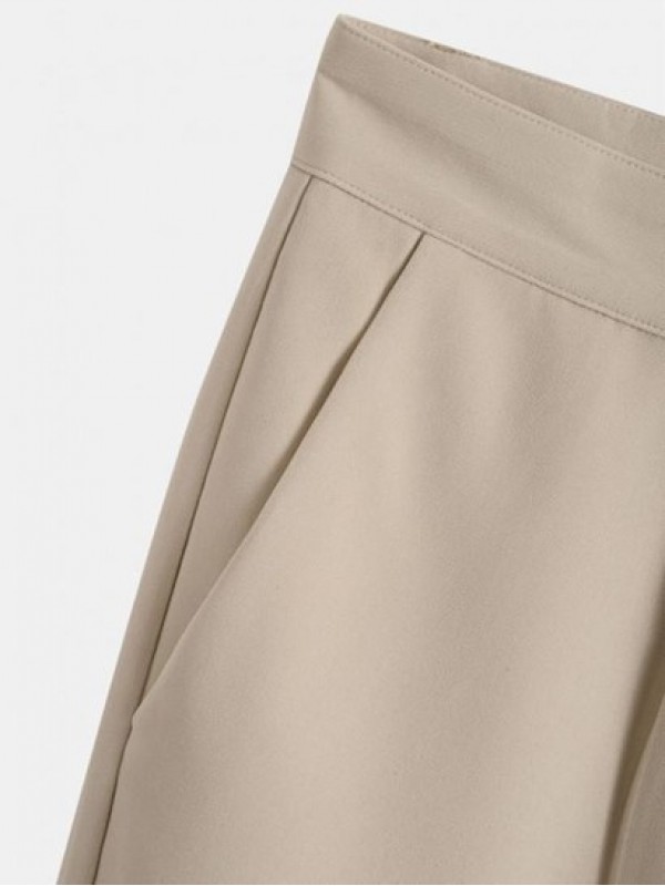 Ruched Solid Color Tapered Work Pants